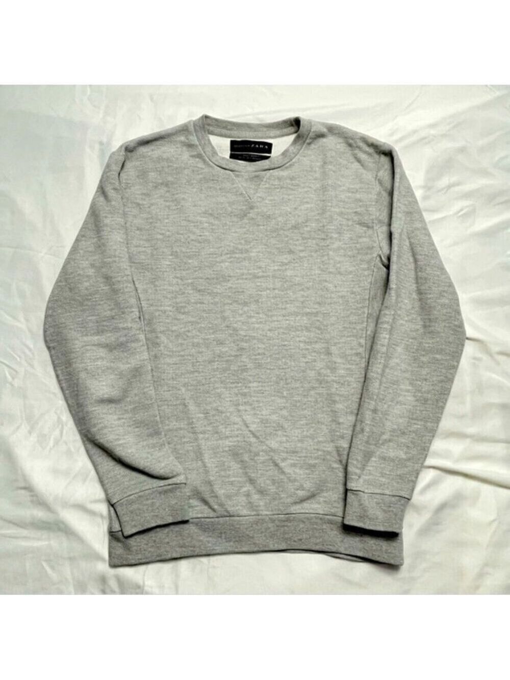 Zara Heather Grey Crewneck Sweatshirt Cotton Blend Large